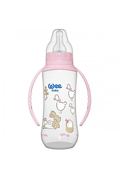 Wee Baby Biberon cu manere 270 ml tetina silicon rotunda, cod 745, Roz