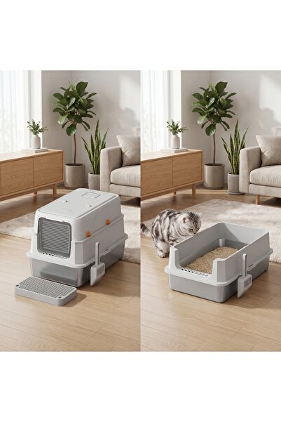 Shangxing XL Covered Stainless Steel Litter Box, High Sides Leakproof, Litter...