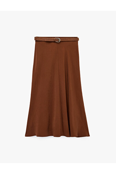 Koton Standard Waist Midi Belted Flared Skirt