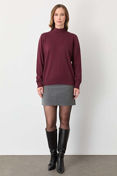 Mutlu Ertan Women's Turtleneck Knitwear Claret Red 20264