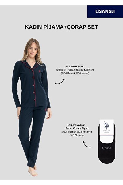 U.S. Polo Assn. Women'S, Licensed, Uspa, Modal-Cotton, Long Pajama Set + Sock...