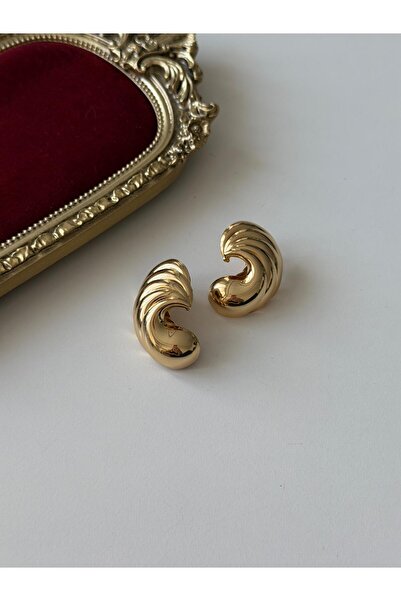 shop Steel Golden Wave Earrings (4 cm)