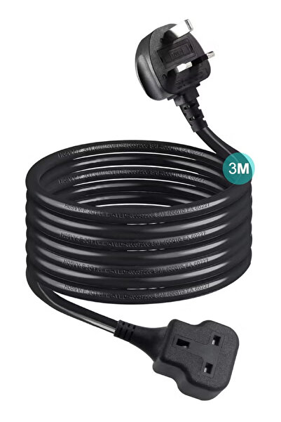 ROCK POW 1-Way Extension Cord 3m 13A 3250W, Heavy Duty Black Power Strip for ...
