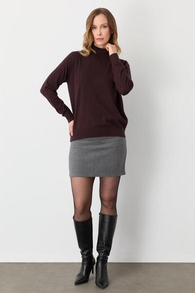 Mutlu Ertan Women's Turtleneck Knitwear Vino 20264