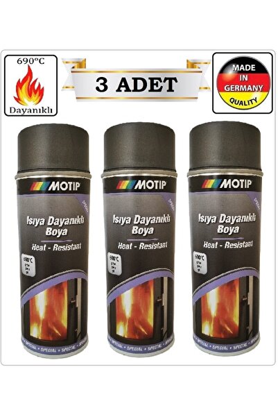 Motip ISIYA DAYANIKLI BOYA (3 ADET GRİ) YANMAZ EGSOZ MANGAL FIRIN BOYASI (600...