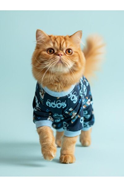 Kemique بدلة قطط من القطن الممشط باللون الأزرق الداكن من GoodPaws |   بيجامة ...