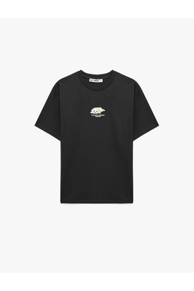 Koton Comfortable Fit Short Sleeve Cotton Crew Neck Embroidered T-Shirt