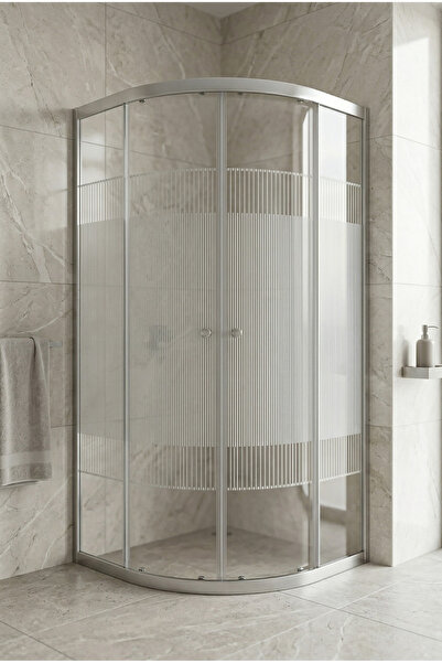 Sanica Pablo 4mm Cam Duşakabin Oval Çizgi Desenli 90 x 90 cm 185 cm Yükseklik