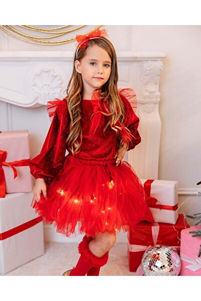 fustite cu luminite Little Skirt with Lights, Red - 3-18 months (68-86 cm)