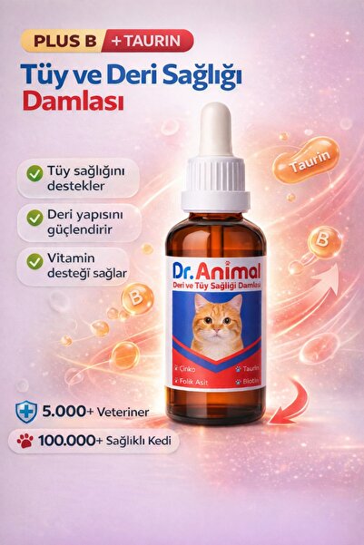 Dr. Animal Tüy Dökülme Karşıtı Damla, kedi tüy vitamini, kedi deri sağlığı, k...