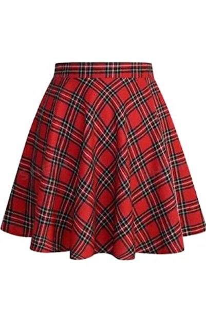 NO BRAND Voguet short skirt in checked fabric, red