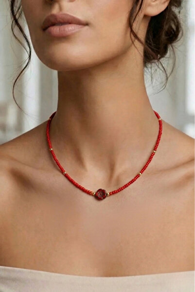 PETEK AKSESUAR Beaded Flower Murano Necklace