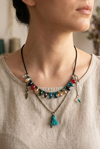 PETEK AKSESUAR Ethnic Bohemia Antique Tasseled Necklace