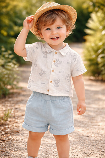Atlas Baby House 100% Cotton Buttoned Top and Shorts Summer Set for Baby Boys...