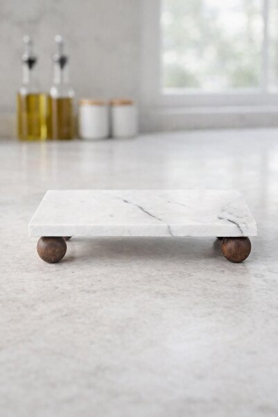 İLİVA حامل زيت من الرخام الطبيعي 23x11.5 سم - منظم أدوات المطبخ وحامل الصابون