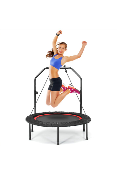 RahaShop ترامبولين لياقة بدنية قابل للطي مقاس 40 بوصة، ترامبولين صغير مع مقبض...