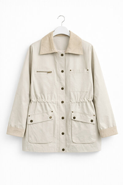 günay boutıque Beige Drawstring Waist Trench Coat - Lightweight Spring Stylis...