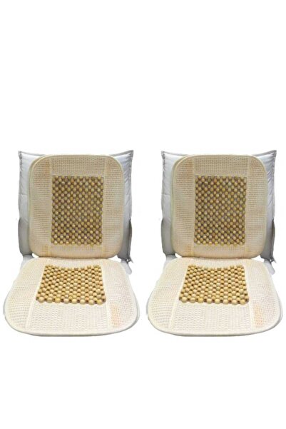 Generic Brand Minder Wicker+Beaded Wooden Cream Set of 2