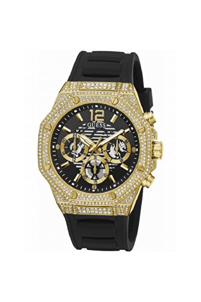 Guess Momentum watch, Multifunction, gold stainless steel case, 44mm, white c...
