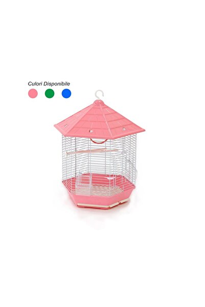 BIOTUR PET BIRD CAGE 322 HEXAGONAL MIXED COLORS 44.5x39x55(h)cm