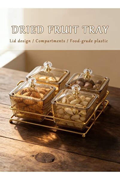 Generic 4-Grid Grain Fruit Plate Dried Fruit Box Nuts Container Divided Servi...