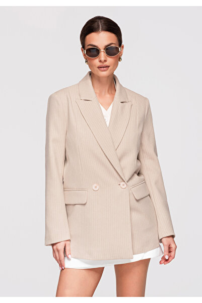 OMBRE Women's Elegant Blazer OW-BLZB-0113 Beige Business Jacket
