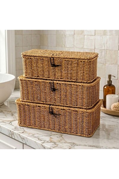 MİEN سلة منسوجة من الخيزران مكونة من 3 قطع