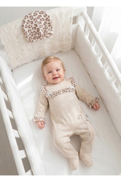 Miniday Baby Baby Girl Jumpsuit Leopard Print Eyelet Embroidery Piece Holiday...