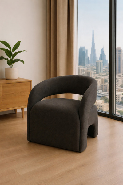 Crestj كرسي مودرن فاخر بتصميم منحني، جلسة مريحة وقماش ناعم – 75×59×69 سم، مثا...