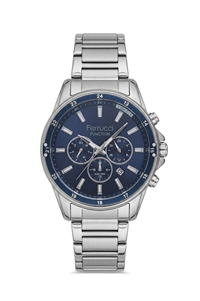 Ferrucci Silver Case, Navy Blue Dial Men's Wristwatch