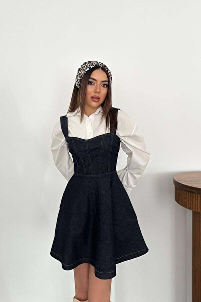 Lady Pixie Rochie mini din denim cu detaliu de legare