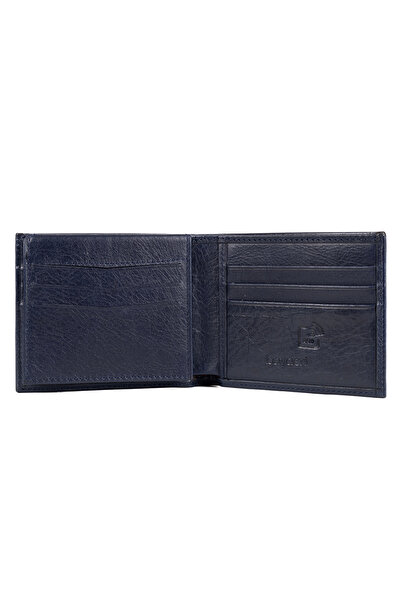 BAYDERİ Cowes Leather Card Holder Navy Blue