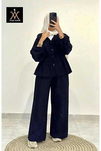 1way Modest Set with Bib Design and Wide-Leg Pants