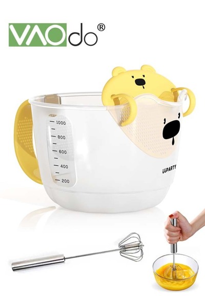 VAODO كوب قياس مع فلتر وخفاقة بيض شبه أوتوماتيكية للخبز والطهي وخلط السلطة، ق...