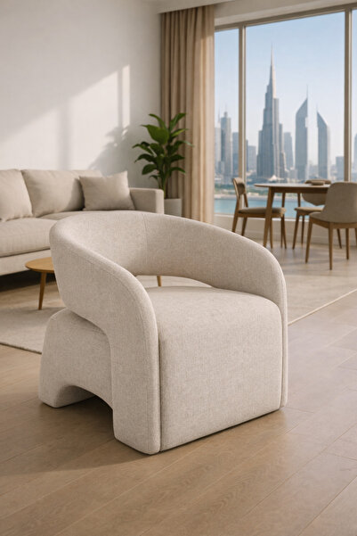 N.zone Modern Fabric Curved Design Relaxing Lounge Chair with Stable Base and...