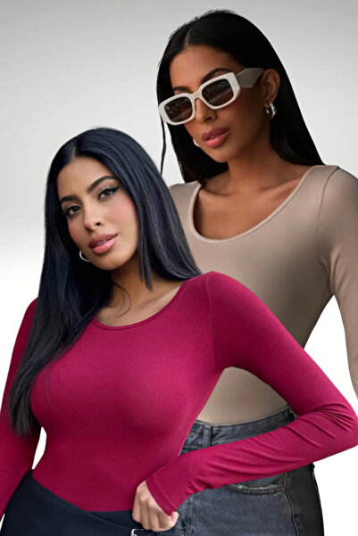 Bipantolon Women's Cream Burgundy Princess Collar