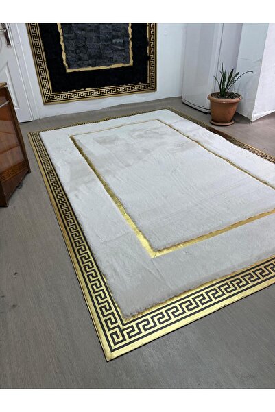 SANCAK DERİ HALI MODERN GOLD VARAKLI BEJ PELUŞ HALI
