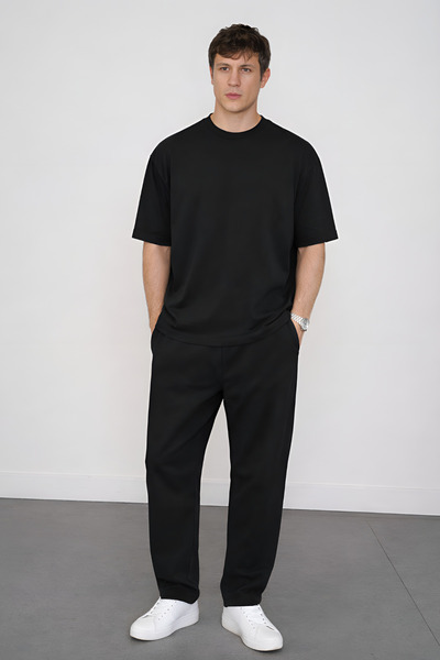 YAKAMEL Men's Oversized Short Sleeve Comfortable Fit Tie-Waist Tracksuit Set