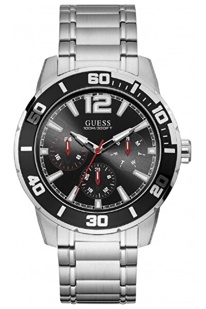 Guess Trek watch, Multifunction, silver stainless steel, black dial, 46mm cas...