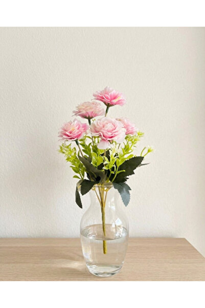 YASİMA Artificial 5-Headed Marbled Carnation with Boxwood Arrangement Home De...