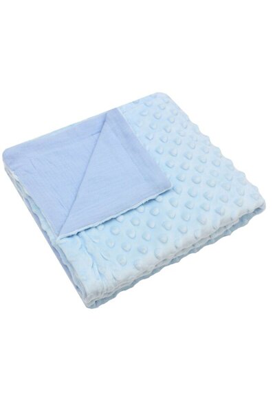 PRICHINDEL Pătură Minky, Albastru Muslin Reverse, 80x100cm