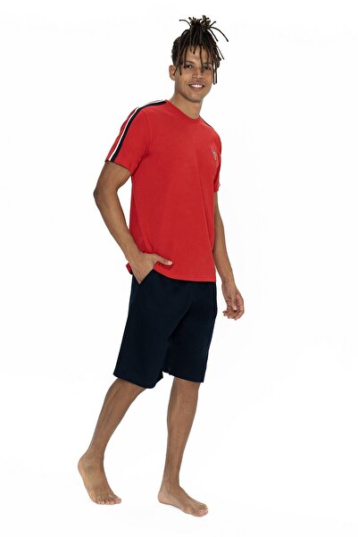 U.S. Polo Assn. Set de pijamale pentru bărbați cu gât rotund, culoare ROȘU