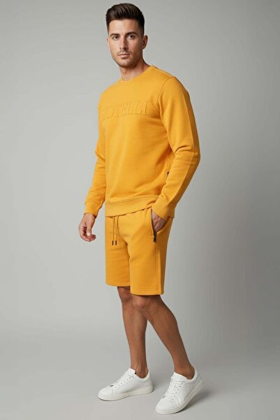 Sabri Özel Giotelli Orange Regular Fit 100% Cotton Crew Neck Shorts Men's Top...