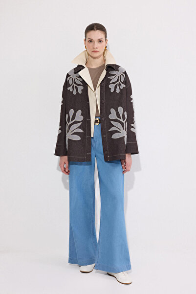 Touché Privé Applique Embroidered Belted Denim Jacket
