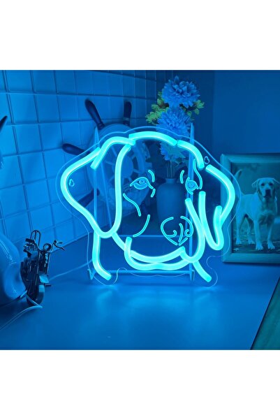 Slasa Dog Face Neon Sign 40x30 cm Blue LED with 6mm Acrylic Base Pet Decor