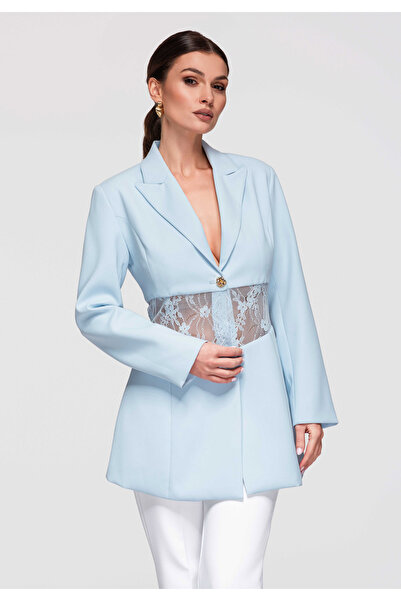 OMBRE Women's Elegant Blazer OW-BLZB-0108 Slim-fit Blue Women's Jacket