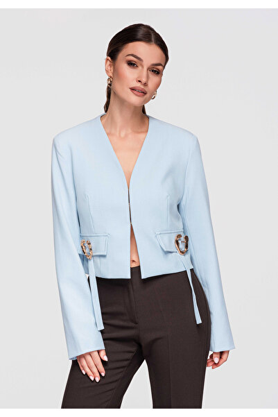 OMBRE Women's Elegant Short Blazer OW-BLZB-0104 Blue