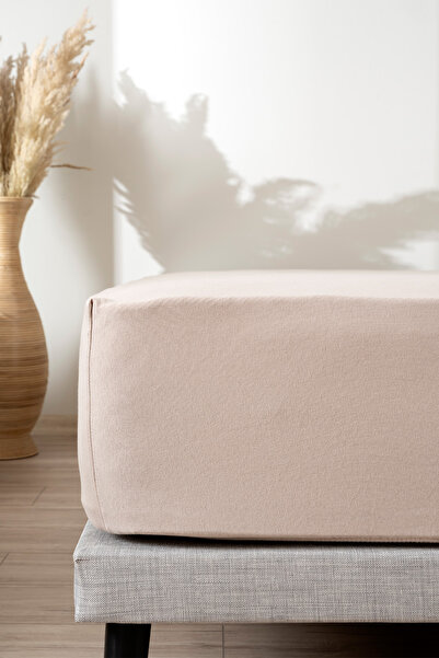 Koza Home ملاءة سرير مفردة من القطن الممشط باللون البيج 2523