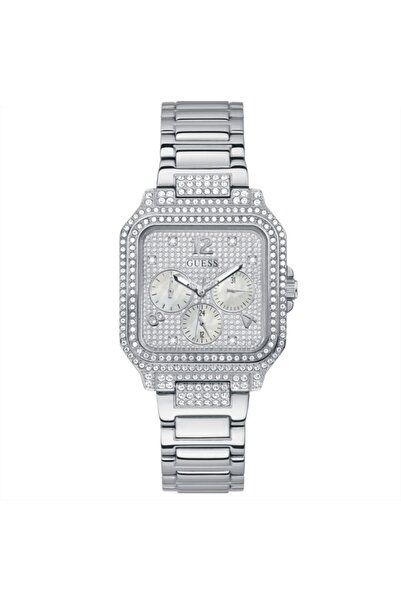 Guess Deco watch, Multifunction, silver stainless steel, white crystals, 35mm...