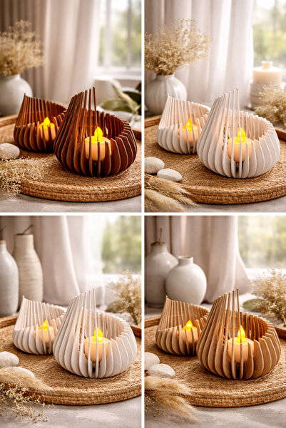 Niks Dekoratif İskandinav Mumluklar 3D Baskı \ Mumluk seti